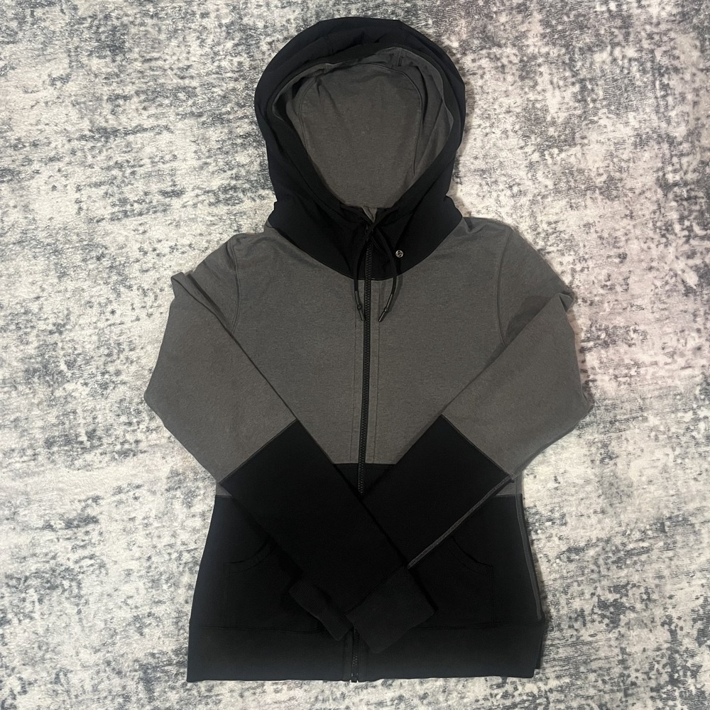 Lululemonβ Athletica Womens Voyage Hoodie S M ? Soot Light Black Gray Yoga Run